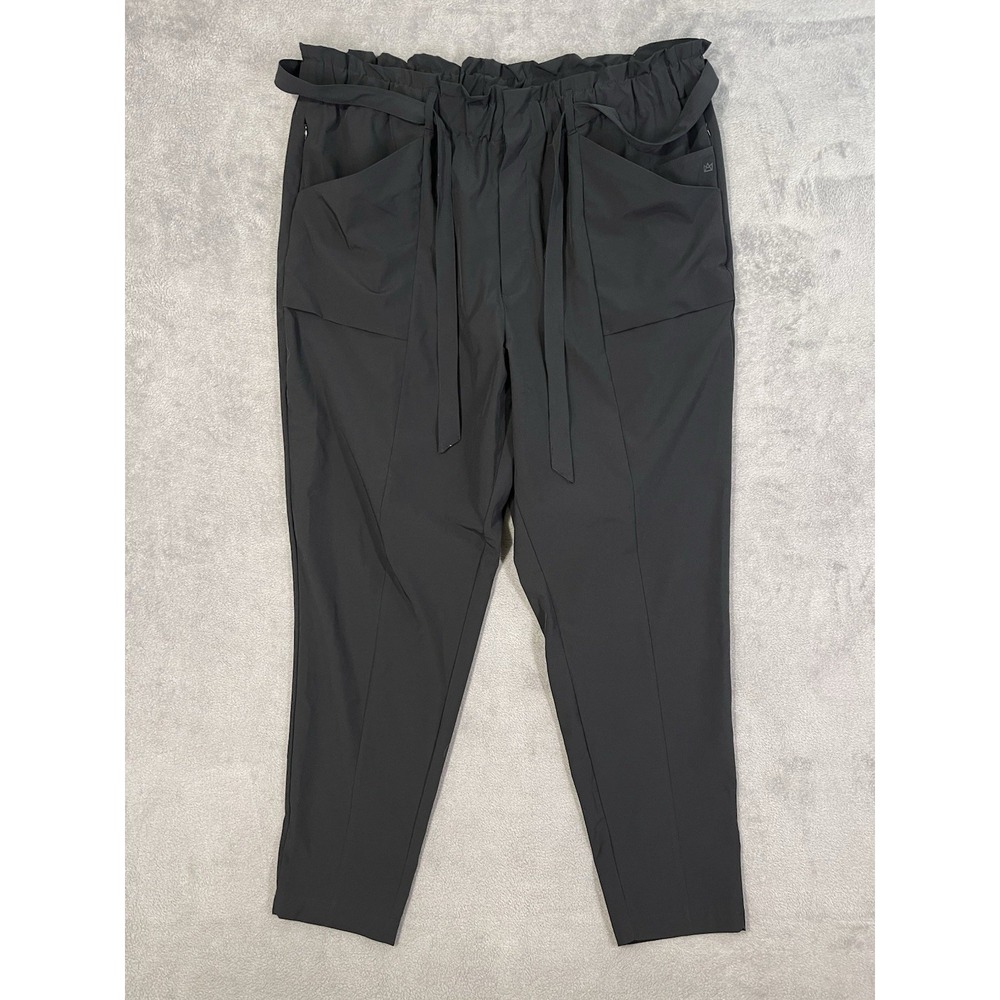 Modern Ambition Womens Pants XXL Black Delightfully Technical Paperbag Belt